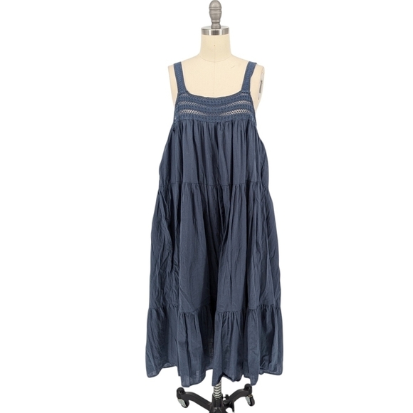 Universal Thread Crochet Tank Midi Dress Blue 0 bohemian cottagecore beach - Picture 1 of 7